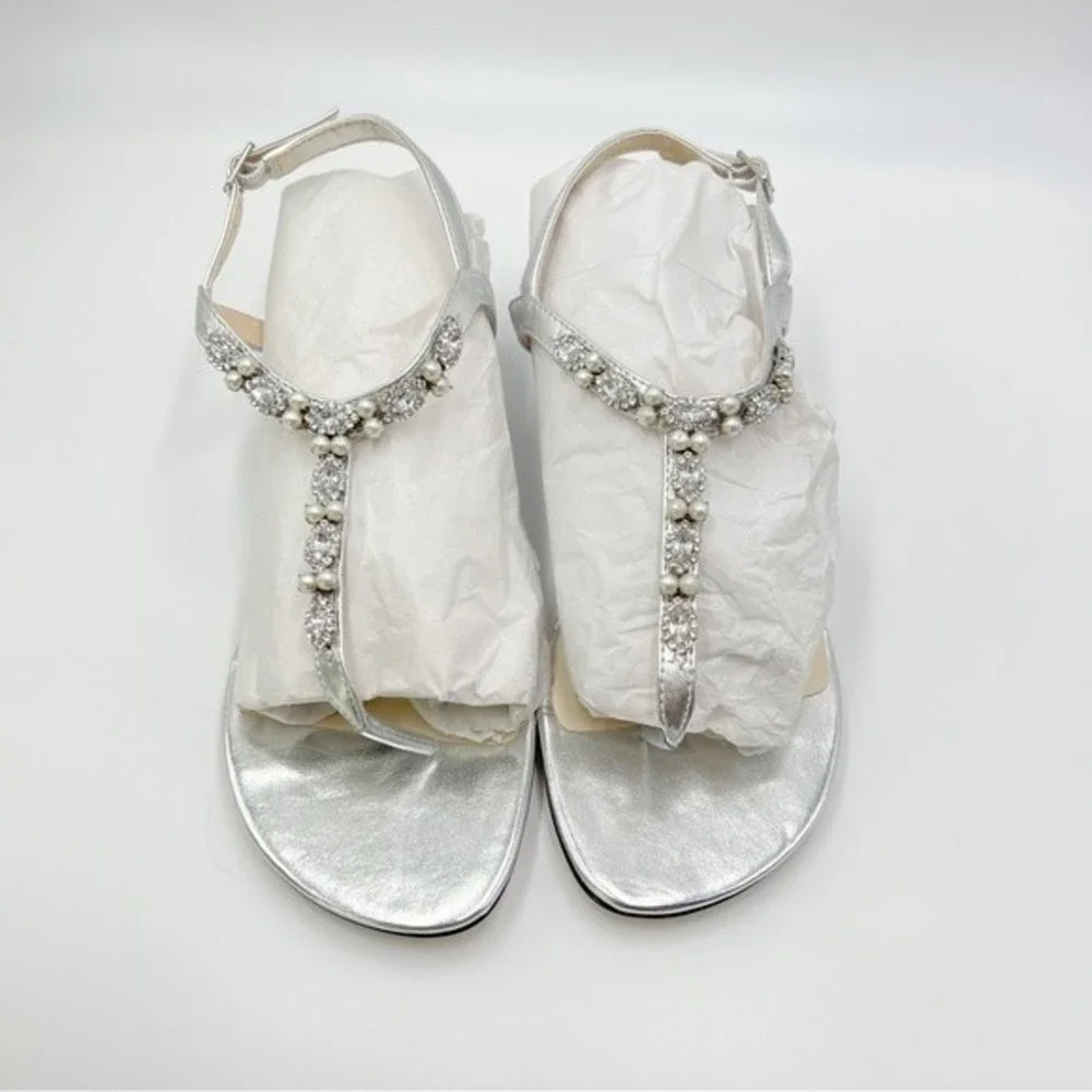 10W 10 W WIDE WIDTH Dyeables Women's Myra Jeweled Low Wedges Sandals Heels Shoes